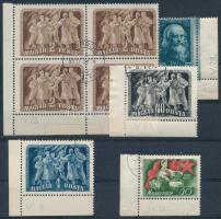 8 db 1945 utáni bélyeg az ívszéleken dátumjelzéssel