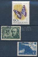 3 db klf lemezhibás bélyeg (Lepke 60f, Széchenyi 10f, 40f)