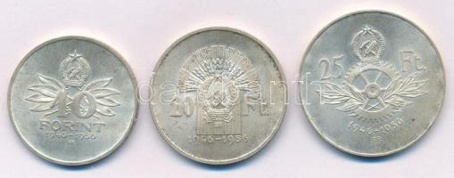 1956. 10Ft Ag + 20Ft Ag + 25Ft Ag "Tízéves a Forint (Jó Forint sor)" T:UNC,AU patina Adamo EM4, EM5, EM6