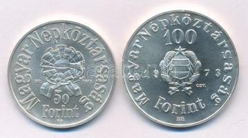 1973. 50Ft Ag + 100Ft Ag "Petőfi" pár T:UNC,AU Adamo EM41, EM42
