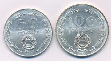 1970. 50Ft Ag + 100Ft Ag "Felszabadulás" pár T:UNC,AU Adamo EM36, EM37