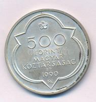 1990. 500Ft Ag "Budai vár" T:UNC,AU patina Adamo EM114