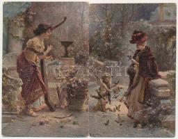 5 db RÉGI német művészlap / 5 pre-1945 German art postcards