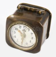 cca 1900 Német utazóóra, bronz, kopással, működik, 5x5x5 cm