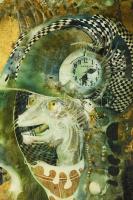 Szász Endre (1926-2003): Amerikai idő (Dragonwyck). Olaj, fatábla. Jelzés nélkül. Hátoldalán "D...