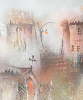 Várkonyi János (1947-): Vándormadár. Olaj, farost. Jelzett. A hátoldalán autográf felirattal. Fakere...