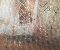 Várkonyi János (1947-): Vándormadár. Olaj, farost. Jelzett. A hátoldalán autográf felirattal. Fakere...