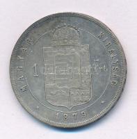1879KB 1Ft Ag "Ferenc József / Középcímer" T:AU,XF patina Adamo M15