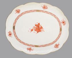 Herendi Apponyi mintás ovális pecsenyés tál a "Moszkvai Folyami Utasellátó" készletből, jelzett, minimális kopással, 32x25 cm