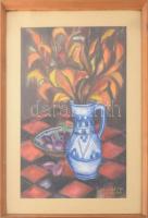 Székely Erzsébet (1887-1979), erdélyi festő: Csendélet, 1970. Akvarell, papír, jelzett, üvegezett fakeretben, 57×37 cm