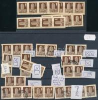 1969 28 db festékezési hiba és 16 db tévnyomat bélyeg, 2 db stecklapon