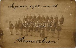 1908 Sopron, osztrák-magyar katonák csoportképe / WWI Austro-Hungarian K.u.k. military, soldiers. ph...