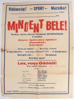 ca 1950 Mindent bele sport műsor plakát 50x35 cm Hajtva