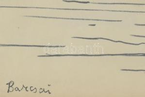 Barcsai Tibor (1937-2017): Esztergomi bazilika. Tus, papír, jelzett, üvegezett fakeretben, 22,5×28,5...