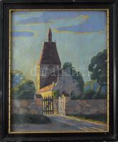 Olvashatatlan (Rascher?) jelzéssel: Lenyugvó nap utolsó sugarai. Olaj, karton, dekoratív fakeretben, 33×26,5 cm