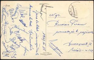 1947 FTC labdarúgók aláírása képeslapon (Brno)