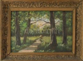 László jelzéssel: Hazafelé. Olaj, karton. Dekoratív, kissé sérült fakeretben, 25×35 cm