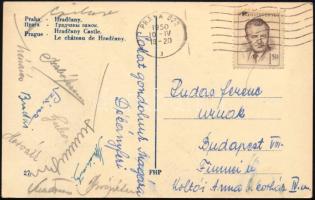 1950 FTC labdarúgók aláírása képeslapon (Prága)