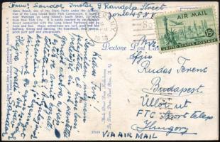 1948 Inotay Sándor képeslapja Amerikából Rudas Ferencnek