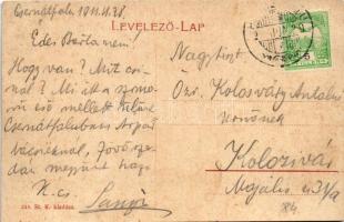 1911 Bácsfalu, Négyfalu, Sacele; utcakép, látkép a Brassói-havasokkal. St. K. kiadása / street view ...