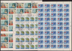 1945 utáni hajtott teljes ívek, Postáskórház 3Ft (lemezhiba a 17. bélyegen) + 4 db Segner János (lemezhiba a 7. bélyegen) + Díszhal (lemezhiba a 24. bélyegen)