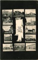 1908 Bánffyhunyad, Huedin; mozaiklap református templommal, vasútállomással. Mocsáry Kálmán kiadása ...
