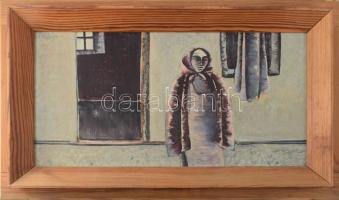 Fülöp Erzsébet (1937-): Egyedül, 1975. Tempera, farost, jelezve balra fent, fakeretben, 21×40