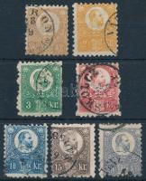 1871 Réznyomat sor, 7 érték (3kr fogazási hiba, jobb oldalon a fogak levágva)