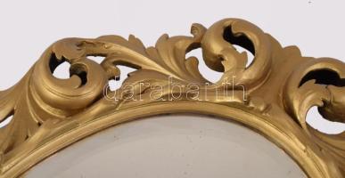 cca 1930 Neobarokk fali tükör, fózolt szélű tükörlappal, 60x51 cm