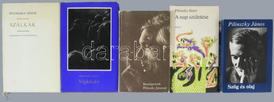Pilinszky János 5 könyve - Szög és olaj, Beszélgetések Pilinszky Jánossal, A nap születése, Szálkák, Végkifejlet. Kötetenként változó kötésben, jó állapotban.