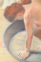 Jelzés nélkül, Degas után: Fürdőző női akt. Olaj, vászon. Dekoratív fakeretben, 60,5×83,5 cm