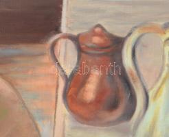 Jelzés nélkül, Degas után: Fürdőző női akt. Olaj, vászon. Dekoratív fakeretben, 60,5×83,5 cm