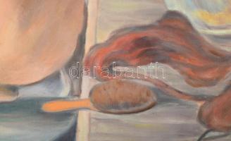 Jelzés nélkül, Degas után: Fürdőző női akt. Olaj, vászon. Dekoratív fakeretben, 60,5×83,5 cm