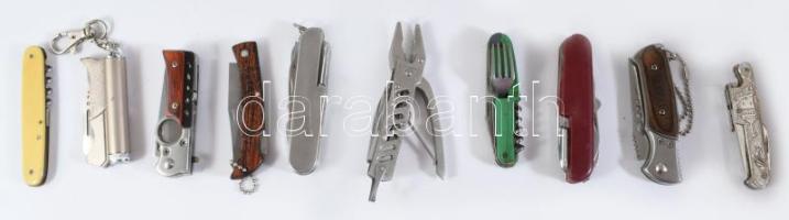 10 darab vegyes zsebkés, kanálgép, bicska