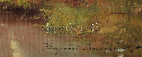 Kömpöczi Balogh Endre (1911-1977): Őszi erdő. Olaj, vászon. Jelzett. Dekoratív fakeretben, 60×80 cm