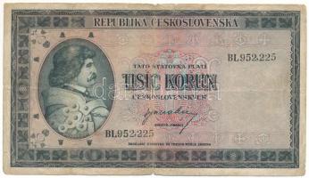 Csehszlovákia 1945. 1000K "BL952,225" T:F kisebb szakadások Czechoslovakia 1945. 1000 Korun "BL952,225" C:F tears  Krause 65.