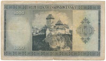 Csehszlovákia 1945. 1000K "BL952,225" T:F kisebb szakadások
Czechoslovakia 1945. 1000 Kor...