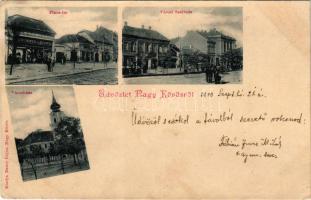 1900 Nagykőrös, Piac tér, Városháza, Városi szálloda, Trummer és Reiner, Rothbaum üzlete. Bazsó Lajo...
