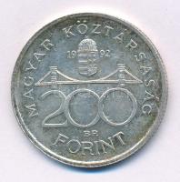 1992. 200Ft Ag "MNB" T:AU,XF patina Adamo F13