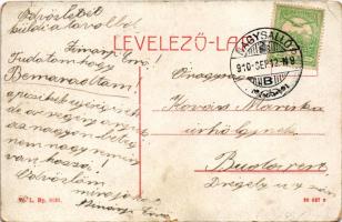 1910 Nagysalló, Tekovské Luzany, Tekovské Sarluhy; Fő utca, üzlet. W.L. Bp. 6131. / main street, sho...