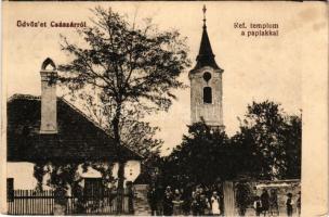 1918 Császár, Református templom a paplakkal (fl)