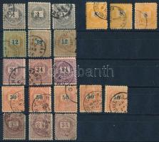 1888 20 db Sztereó bélyeg stecklapon, közte elfogazások, olvasható bélyegzések (51.900)