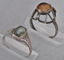 cca 20. sz. első fele, 5 darab antik ezüst (Ag) gyűrű, közte jelzett, közte kővel, bruttó 9,5g