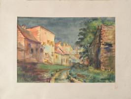 Tóth Béla (-): Soproni részlet, 1955. Akvarell, papír, jelzett, paszpartuban, 23×33,5 cm