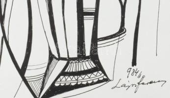 Lajos Ferenc (1912-1998): Búcsú a székelyéknél, 1984. Tus, papír, jelzett. 37x27 cm. Paszpartuban