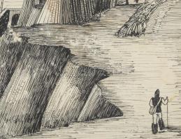 Lajos Ferenc (1912-1998): Hüvelyk Matyi illusztráció, 1953. Tus, papír, jelezve jobbra lent (paszpar...