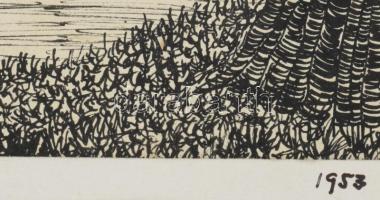 Lajos Ferenc (1912-1998): Hüvelyk Matyi illusztráció, 1953. Tus, papír, jelezve jobbra lent (paszpar...