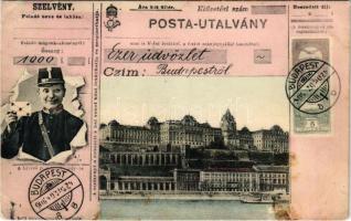 1906 Budapest I. Királyi vár, Várkert Bazár, Hotel Fiume szálloda. Posta-Utalvány szelvény, montázs ...