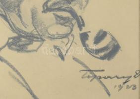 Tipary Dezső (1887-1967): Einczinger Ferenc (1879-1950) festőművész portréja, 1923. Ceruza, papír, j...