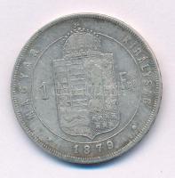 1879KB 1Ft Ag "Ferenc József / Középcímer" T:VF Adamo M15